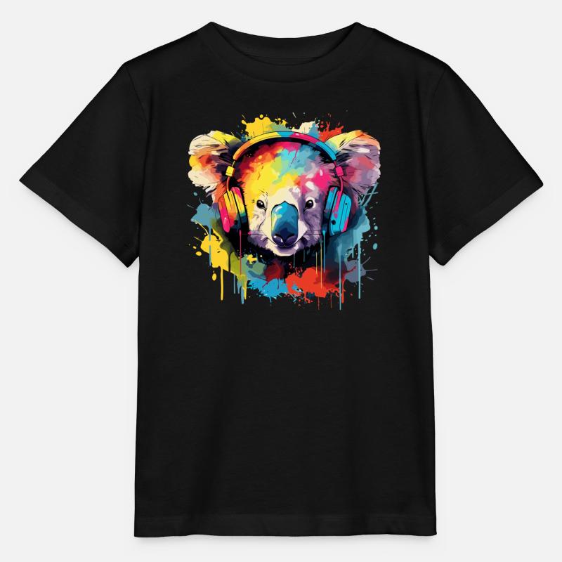 Koala mit Kopfhörer Musik Koala Bär - Stanley/Stella Kinder T-Shirt MINI CREATOR - Schwarz