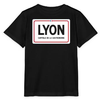 Ortsschild von Lyon - Stanley/Stella Kinder T-Shirt MINI CREATOR  - Schwarz - Vorne - Mikhail (115cm)