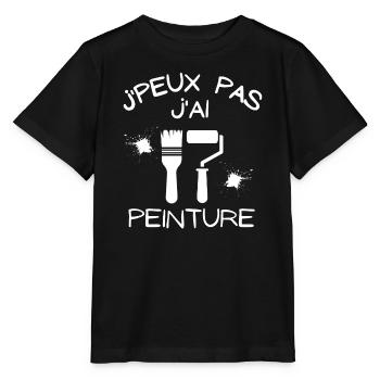peinture, peintre, je suis peintre - T-shirt bio MINI CREATOR Stanley/Stella Enfant - noir - Devant - Mikhail (115cm)