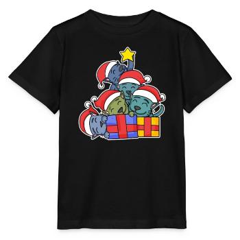 Cat Tree Christmas Christmas Tree - Stanley/Stella MINI CREATOR Kids’ T-Shirt - black - Front - Mikhail (115cm)