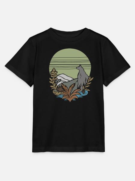 Lone Wolf – Vintage Nature - Stanley/Stella Kinder T-Shirt MINI CREATOR - Schwarz