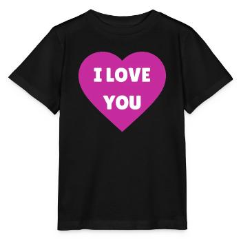 I love you - coeur rose - déclaration d'amour - T-shirt bio MINI CREATOR Stanley/Stella Enfant - noir - Devant - Mikhail (115cm)