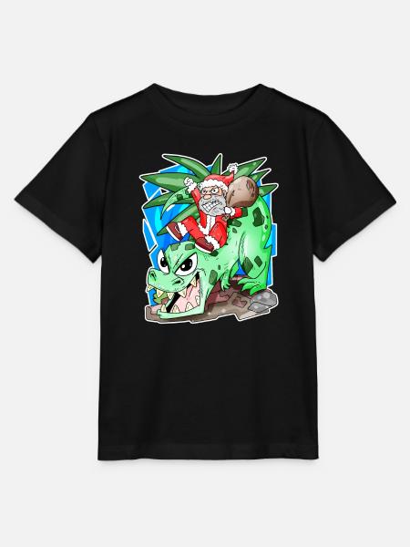 Weihnachtsmann auf Dino - Stanley/Stella Kinder T-Shirt MINI CREATOR - Schwarz