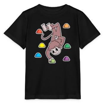 Affe Felsklettern Klettern - Stanley/Stella Kinder T-Shirt MINI CREATOR  - Schwarz - Vorne - Mikhail (115cm)