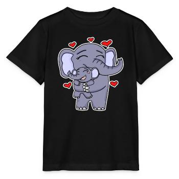 Famille d’éléphants - Éléphant avec bébé - Éléphant - T-shirt bio MINI CREATOR Stanley/Stella Enfant - noir - Devant - Mikhail (115cm)