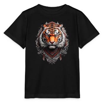 Bengal tiger head style Viking tattoo - Stanley/Stella MINI CREATOR Kids’ T-Shirt - black - Front - Mikhail (115cm)
