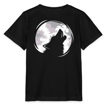 Wolf Wölfe jaulen Mond Abend Dunkel Tiere Natur - Stanley/Stella Kinder T-Shirt MINI CREATOR  - Schwarz - Vorne - Mikhail (115cm)