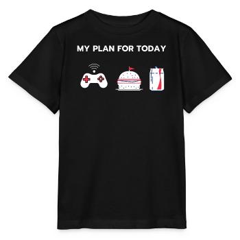 My plan for today - Gaming - T-shirt bio MINI CREATOR Stanley/Stella Enfant - noir - Devant - Mikhail (115cm)