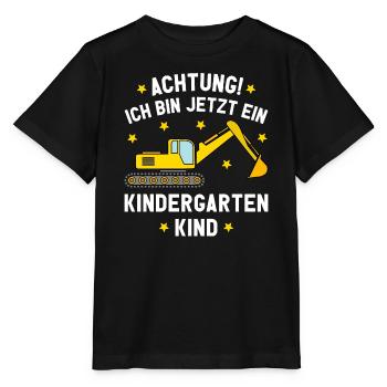 Ich bin jetzt ein Kindergartenkind Bagger Kita - Stanley/Stella Kinder T-Shirt MINI CREATOR  - Schwarz - Vorne - Mikhail (115cm)