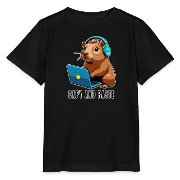 Capybara with Joke Capy and Paste - Stanley/Stella MINI CREATOR Kids’ T-Shirt - black - Front - Mikhail (115cm)