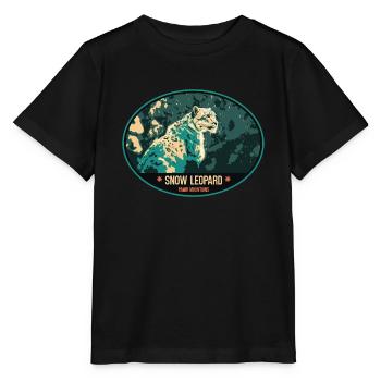 Snow Leopard illustration patch - Stanley/Stella MINI CREATOR Kids’ T-Shirt - black - Front - Mikhail (115cm)