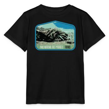 Pyrenäen-Landschafts-Wappenschild: Authentische Natur - Stanley/Stella Kinder T-Shirt MINI CREATOR  - Schwarz - Vorne - Mikhail (115cm)