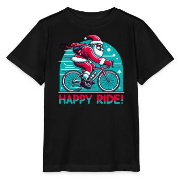 Bonne sortie de Noël Saint-Nicolas sur le vélo de route - T-shirt bio MINI CREATOR Stanley/Stella Enfant - noir - Devant - Mikhail (115cm)