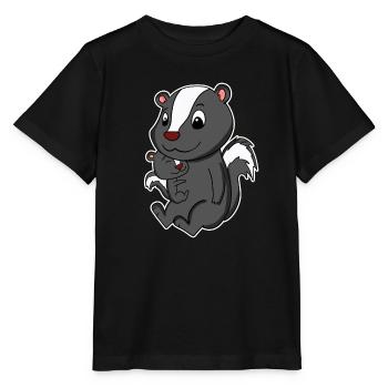 Skunk Family - Skunk with Baby - Stanley/Stella MINI CREATOR Kids’ T-Shirt - black - Front - Mikhail (115cm)