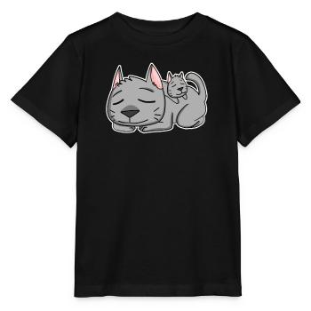 Famille Chat - Chat avec bébé - Parent isolé - T-shirt bio MINI CREATOR Stanley/Stella Enfant - noir - Devant - Mikhail (115cm)