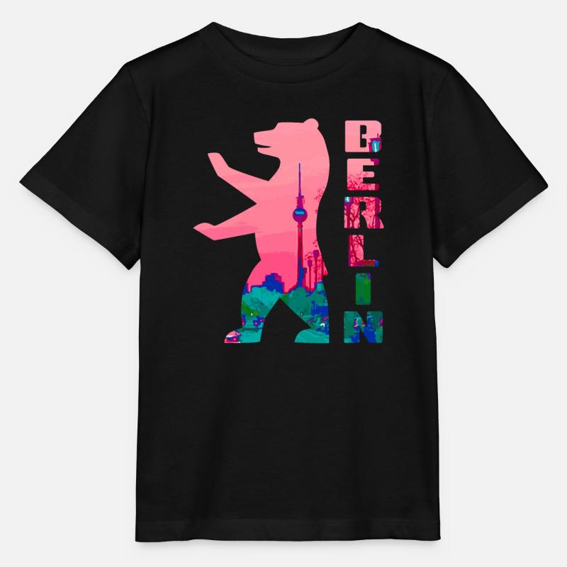 Berlin Bär Neon Silhouette - Stanley/Stella Kinder T-Shirt MINI CREATOR  - Schwarz