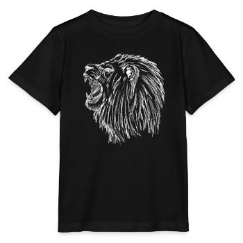 roaring lion - white - Stanley/Stella MINI CREATOR Kids’ T-Shirt - black - Front - Mikhail (115cm)