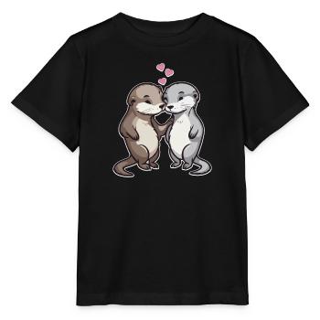 In Love Otter Hearts Love - Stanley/Stella MINI CREATOR Kids’ T-Shirt - black - Front - Mikhail (115cm)