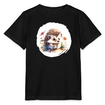 Hérisson aquarelle - T-shirt bio MINI CREATOR Stanley/Stella Enfant - noir - Devant - Mikhail (115cm)