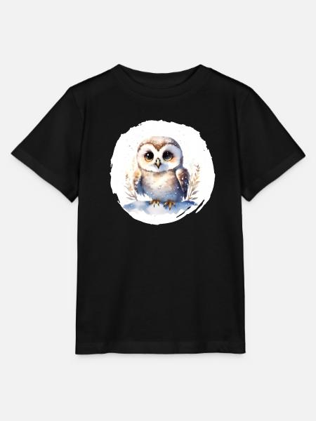 Schnee Eule Aquarell - Stanley/Stella Kinder T-Shirt MINI CREATOR  - Schwarz
