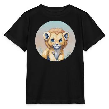 Cute lion cub with pastel blue eyes - Stanley/Stella MINI CREATOR Kids’ T-Shirt - black - Front - Mikhail (115cm)