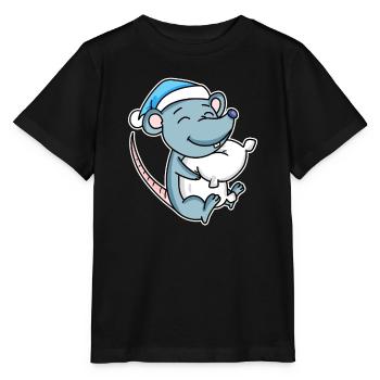 Souris avec oreiller et bonnet somnolent - T-shirt bio MINI CREATOR Stanley/Stella Enfant - noir - Devant - Mikhail (115cm)