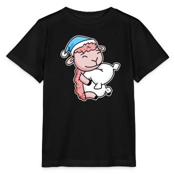 Sheep with pillow and sleepy cap - Stanley/Stella MINI CREATOR Kids’ T-Shirt - black - Front - Mikhail (115cm)