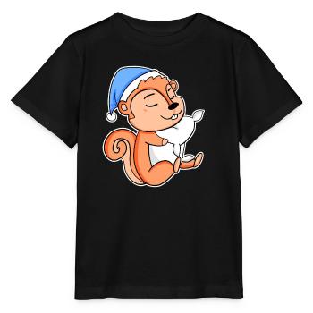 Squirrel with pillow and sleepy cap - Stanley/Stella MINI CREATOR Kids’ T-Shirt - black - Front - Mikhail (115cm)