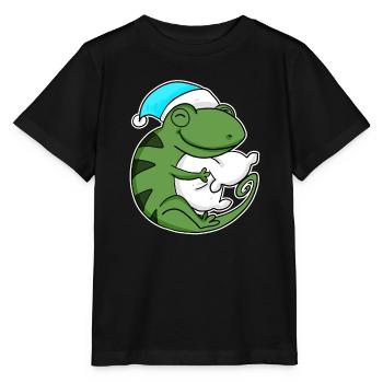 Caméléon avec oreiller et bonnet de sommeil - T-shirt bio MINI CREATOR Stanley/Stella Enfant - noir - Devant - Mikhail (115cm)