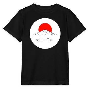 Mont Fuji sur soleil levant - T-shirt bio MINI CREATOR Stanley/Stella Enfant - noir - Devant - Mikhail (115cm)