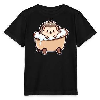 Hérisson mignon dans la baignoire - T-shirt bio MINI CREATOR Stanley/Stella Enfant - noir - Devant - Mikhail (115cm)
