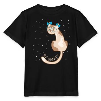 Chat, sois malin - T-shirt bio MINI CREATOR Stanley/Stella Enfant - noir - Devant - Mikhail (115cm)
