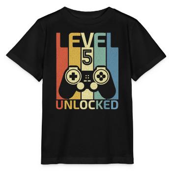 Level 5 Freigeschaltetes Hemd Videospieler 5. Geburtstag - Stanley/Stella Kinder T-Shirt MINI CREATOR  - Schwarz - Vorne - Mikhail (115cm)