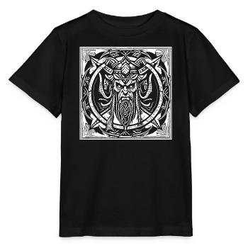 Nordischer Wikinger Demon auf Pagan Tribal - Stanley/Stella Kinder T-Shirt MINI CREATOR  - Schwarz - Vorne - Mikhail (115cm)