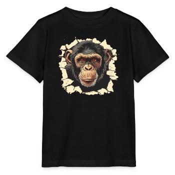 singe, tête de singe, chimpanzé, singe - T-shirt bio MINI CREATOR Stanley/Stella Enfant - noir - Devant - Mikhail (115cm)