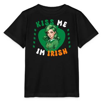 Embrasse-moi, je suis irlandaise - T-shirt bio MINI CREATOR Stanley/Stella Enfant - noir - Devant - Mikhail (115cm)