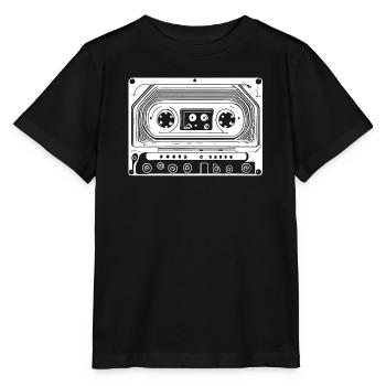 Cassette audio au design rétro - T-shirt bio MINI CREATOR Stanley/Stella Enfant - noir - Devant - Mikhail (115cm)