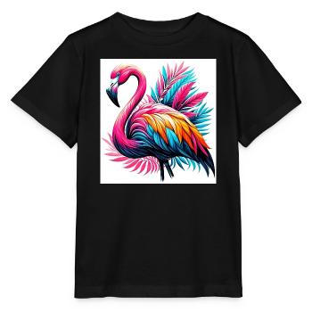 Rosa Flamingo - Stanley/Stella Kinder T-Shirt MINI CREATOR  - Schwarz - Vorne - Mikhail (115cm)