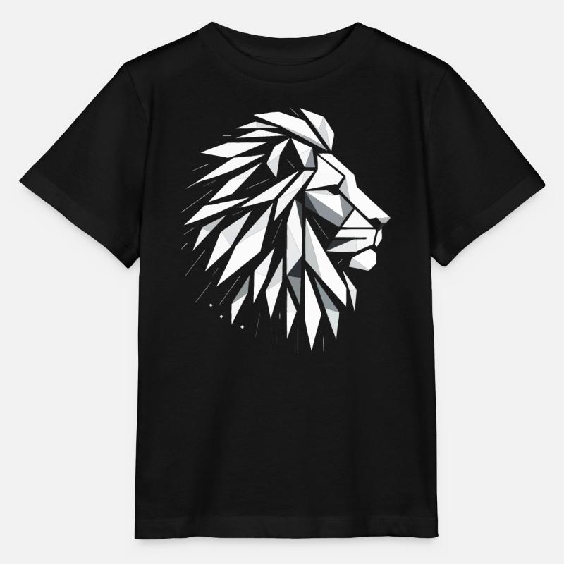 Tête de Lion Polygone Art - T-shirt bio MINI CREATOR Stanley/Stella Enfant - noir