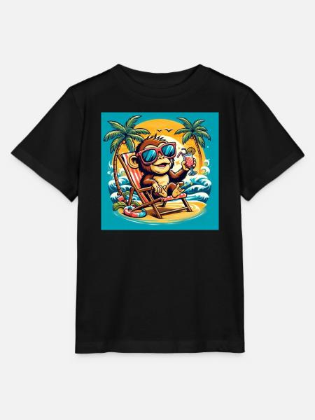 Äffchen am Strand - Stanley/Stella Kinder T-Shirt MINI CREATOR - Schwarz