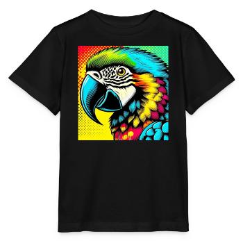Papagei Pop Art - Stanley/Stella Kinder T-Shirt MINI CREATOR  - Schwarz - Vorne - Mikhail (115cm)