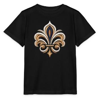 Elegant Fleur-de-Lis Embroidery - Stanley/Stella MINI CREATOR Kids’ T-Shirt - black - Front - Mikhail (115cm)