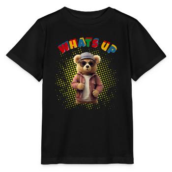 Whats Up Teddy - Funny Teddy Bear - Stanley/Stella MINI CREATOR Kids’ T-Shirt - black - Front - Mikhail (115cm)