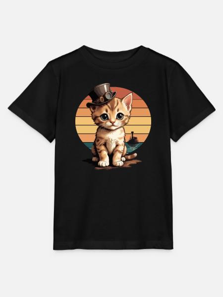 Steampunk Katze - Stanley/Stella Kinder T-Shirt MINI CREATOR - Schwarz
