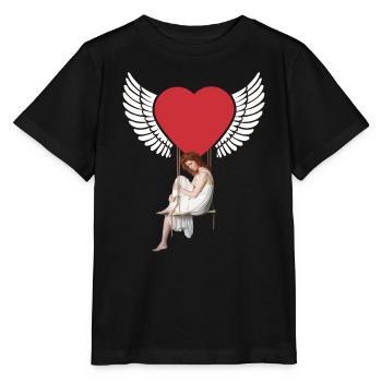 Herz Mädchen Frau Flügel Fantasy Valentin Fantasy - Stanley/Stella Kinder T-Shirt MINI CREATOR  - Schwarz - Vorne - Mikhail (115cm)