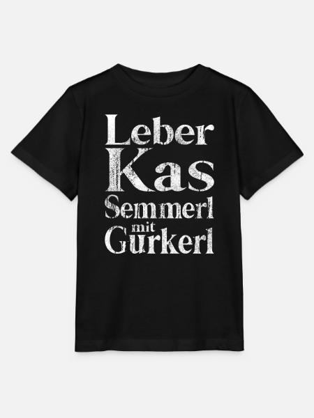 Leberkas Semmerl mit Gurkerl – Dialekt - Stanley/Stella T-shirt MINI CREATOR til børn - sort
