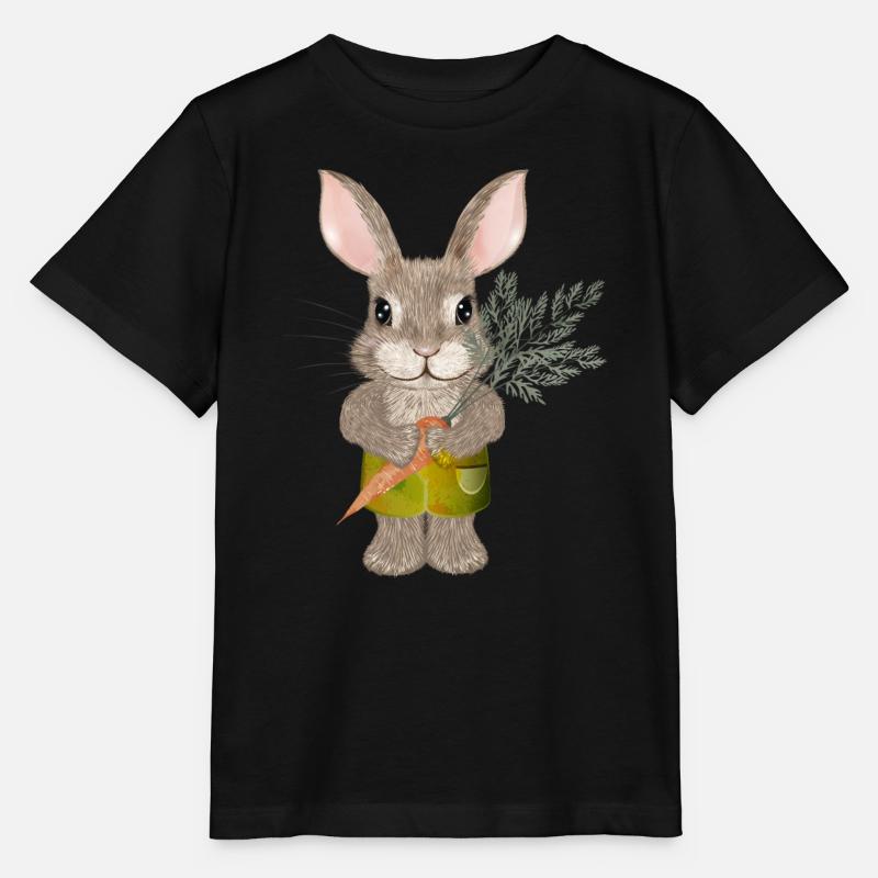 lapin mignon avec carotte et short - T-shirt bio MINI CREATOR Stanley/Stella Enfant - noir