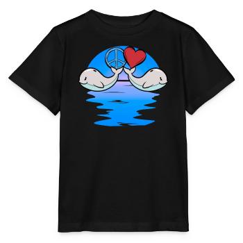 Bébé, Poisson-Baleine, Mammifère Marin, Enfants, Paix - T-shirt bio MINI CREATOR Stanley/Stella Enfant - noir - Devant - Mikhail (115cm)