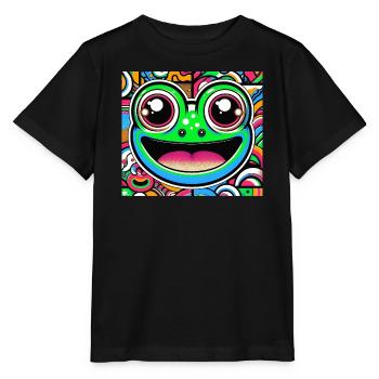 Frosch Pop Art - Stanley/Stella Kinder T-Shirt MINI CREATOR  - Schwarz - Vorne - Mikhail (115cm)