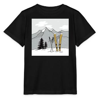 Skiing in winter in the mountains - Stanley/Stella MINI CREATOR Kids’ T-Shirt - black - Front - Mikhail (115cm)